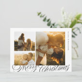 Classic Calligraphy Script Merry Christmas Photo Feestdagenkaart (Staand voorkant)