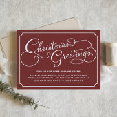 Classic Calligraphy Script Red Kerstparty Kaart
