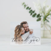 Classic Calligraphy Script Weddenfoto Hartelijk da Briefkaart (Staand voorkant)