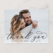 Classic Calligraphy Script Weddenfoto Hartelijk da Briefkaart (Voorkant)