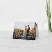 Classic Calligraphy Script Wedding Photo Folded Bedankkaart (Voorkant)