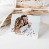 Classic Calligraphy Script Wedding Photo Folded Bedankkaart