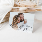 Classic Calligraphy Script Wedding Photo Folded Bedankkaart