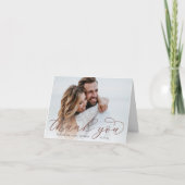 Classic Calligraphy Script Wedding Photo Folded Bedankkaart (Voorkant)
