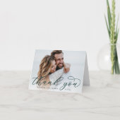 Classic Calligraphy Script Wedding Photo Folded Bedankkaart (Voorkant)