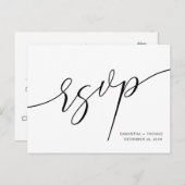 Classic Calligraphy Script Wedding RSVP Briefkaart (Voorkant / Achterkant)