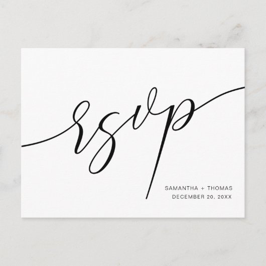 Classic Calligraphy Script Wedding RSVP Briefkaart (Voorkant)