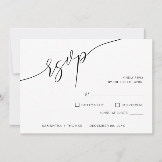 Classic Calligraphy Script Wedding RSVP Kaart (Voorkant)