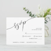 Classic Calligraphy Script Wedding RSVP Kaart (Staand voorkant)