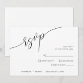 Classic Calligraphy Script Wedding RSVP Kaart (Voorkant / Achterkant)