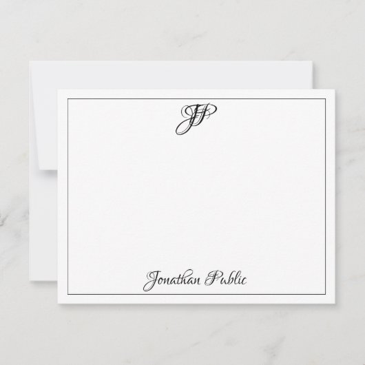 Classic Calligraphy Text Monogram Sjabloon Black (Voorkant)