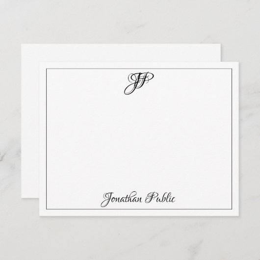 Classic Calligraphy Text Monogram Sjabloon Black (Voorkant / Achterkant)