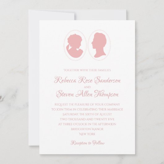 Classic cameo Regency Pink Wedding Kaart (Voorkant)