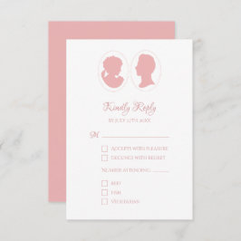 Classic cameo Regency Pink Wedding RSVP Kaartje