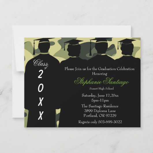 Classic Camo Elegant Afstuderen Invitation Kaart (Voorkant)