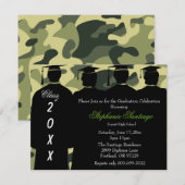 Classic Camo Elegant Afstuderen Invitation Kaart (Voorkant / Achterkant)