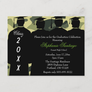 Classic Camo Elegant Afstuderen Invitation Kaart