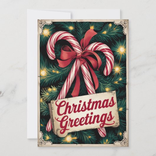  Classic Candy Cane Kerstgroeten Feestdagenkaart (Voorkant)