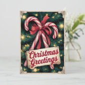 Classic Candy Cane Kerstgroeten Feestdagenkaart (Staand voorkant)