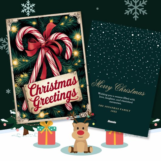 Classic Candy Cane Kerstgroeten Feestdagenkaart