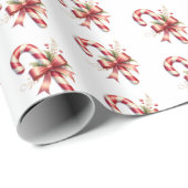 Classic Candy Cane with Red Satin Bow Christmas Cadeaupapier (Rol Hoek)