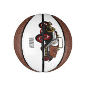 Classic car 1920 cartoon illustratie basketbal (Verticaal)