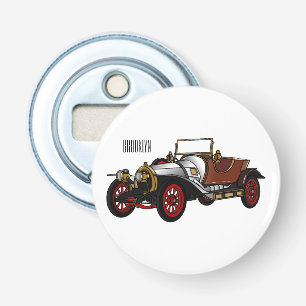 Classic car 1920 cartoon illustratie button flesopener
