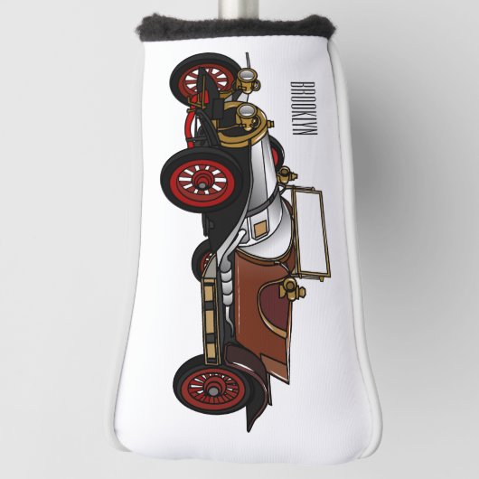 Classic car 1920 cartoon illustratie golfheadcover (Draai 90)