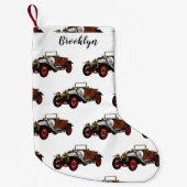 Classic car 1920 cartoon illustratie kleine kerstsok (Voorkant)