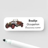 Classic car 1920 cartoon illustratie naamplaatje (In situ)