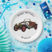 Classic car 1920 cartoon illustratie papieren bordje (Feest)
