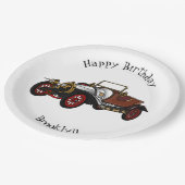 Classic car 1920 cartoon illustratie papieren bordje (Gekanteld)