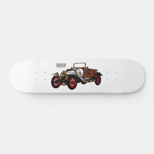 Classic car 1920 cartoon illustratie persoonlijk skateboard (Horizontaal)