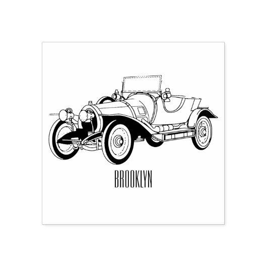 Classic car 1920 cartoon illustratie rubberstempel (Afrduk)