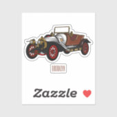 Classic car 1920 cartoon illustratie sticker (Vel)