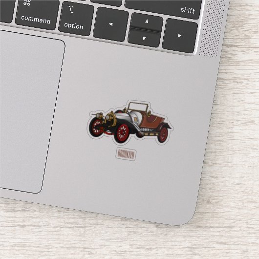 Classic car 1920 cartoon illustratie sticker (Detail)