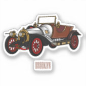 Classic car 1920 cartoon illustratie sticker (Voorkant)