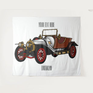 Classic car 1920 cartoon illustratie wandkleed