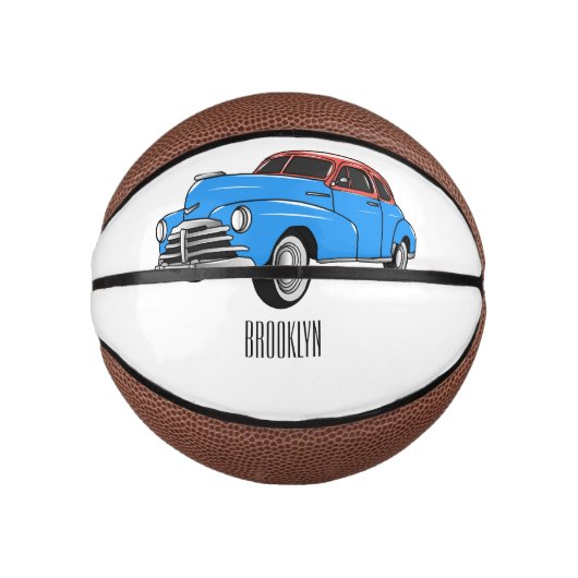 Classic car 1948 cartoon illustration basketbal (Voorkant)