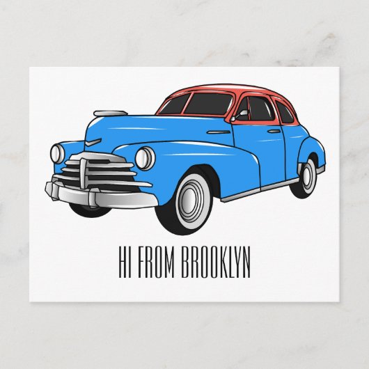 Classic car 1948 cartoon illustration briefkaart (Voorkant)