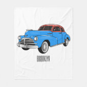 Classic car 1948 cartoon illustration fleece deken (Voorkant)