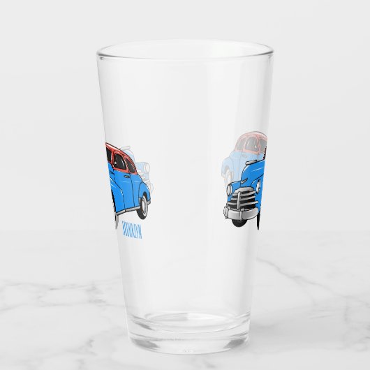 Classic car 1948 cartoon illustration glas (Rechts)