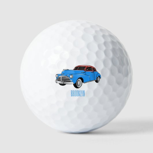 Classic car 1948 cartoon illustration golfballen (Voorkant)
