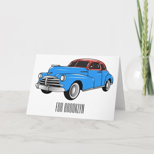 Classic car 1948 cartoon illustration kaart (Voorkant)