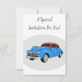 Classic car 1948 cartoon illustration kaart (Achterkant)