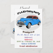 Classic car 1948 cartoon illustration kaart (Voorkant / Achterkant)