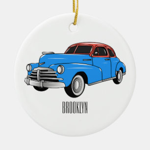 Classic car 1948 cartoon illustration keramisch ornament