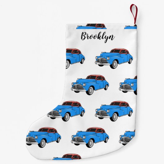 Classic car 1948 cartoon illustration kleine kerstsok (Achterkant)