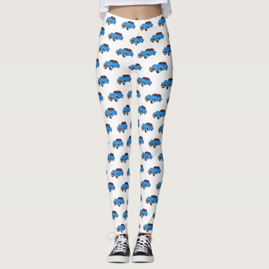 Classic car 1948 cartoon illustration leggings (Voorkant)