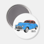 Classic car 1948 cartoon illustration magneet (Voorkant / Achterkant)